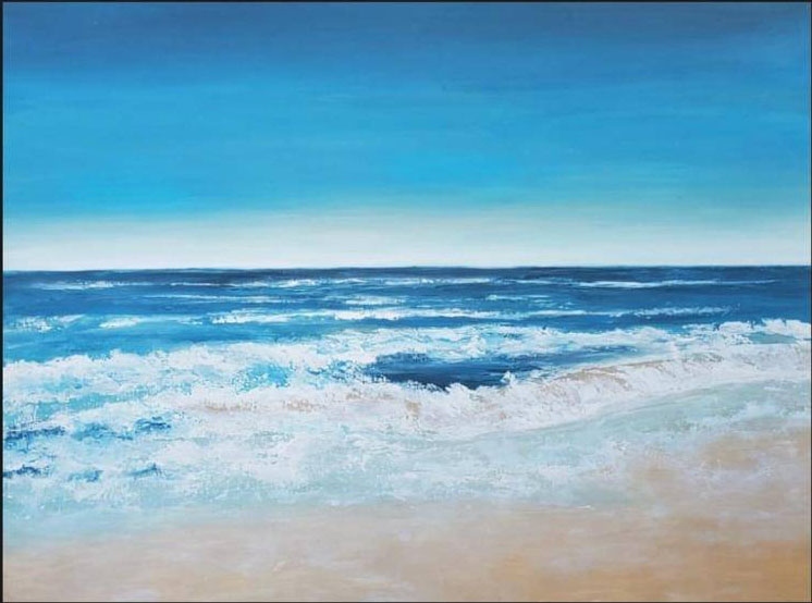 Sailing Through Serenity - white sailboat on calm blue ocean under golden sky